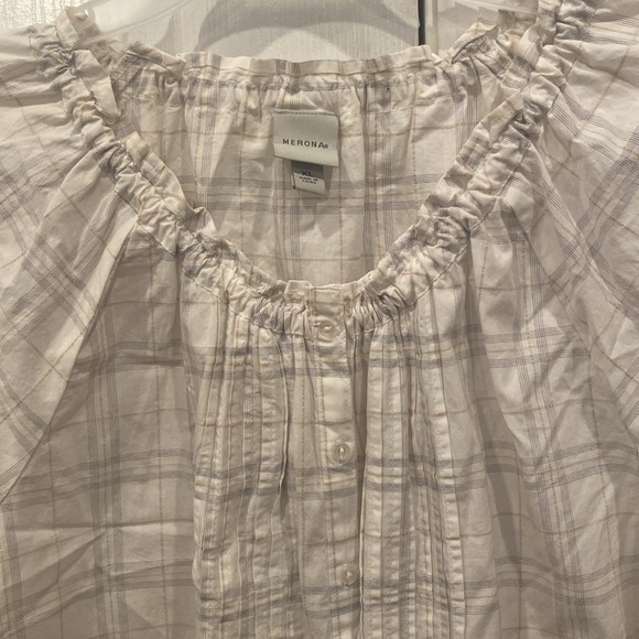 Merona Plaid Boho Style Top with Front Tie - Women’s Size XL . tops shirts - Picture 3 of 5